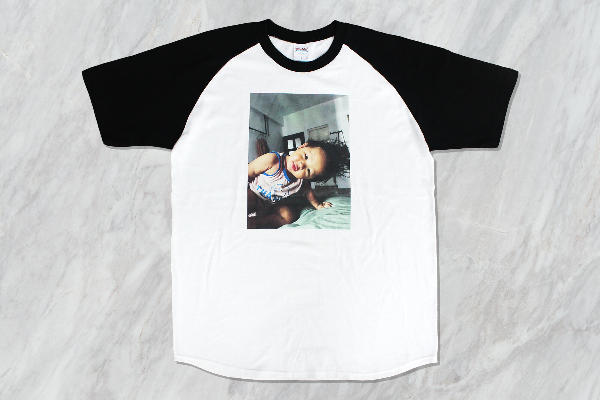 客製撞色棒球短T:照片印刷